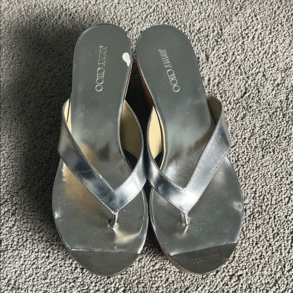 Jimmy Choo Metallic Silver Sandals